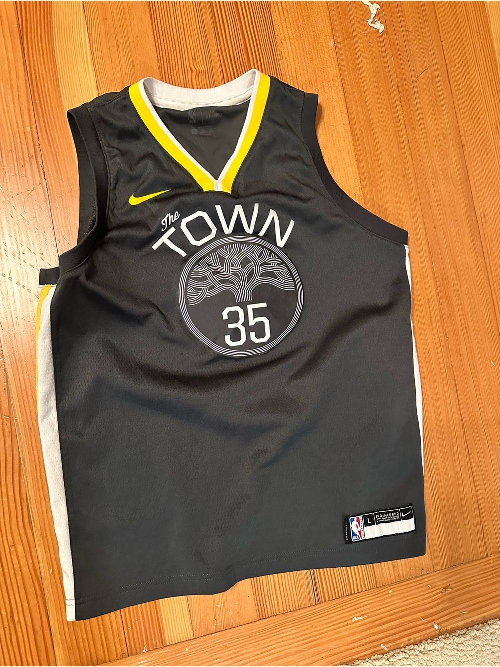 Nike Black & Yellow Durant 'The Town' Basketball Jersey #35
